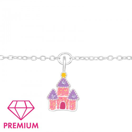 Children's Sterling Silver Sparkly Castle Bracelet