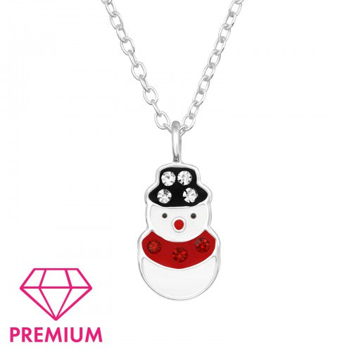 Children' Sterling Silver CZ Snowman Necklace - Melchior Jewellery