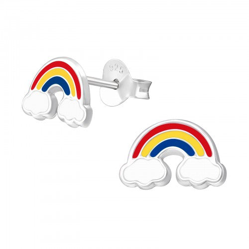 Children's Sterling Silver Glitter Rainbow Stud Earrings - Melchior Jewellery