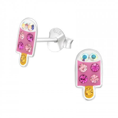 Children's Sterling Silver Ice Cream CZ Ear Studs - Melchior Jewellery