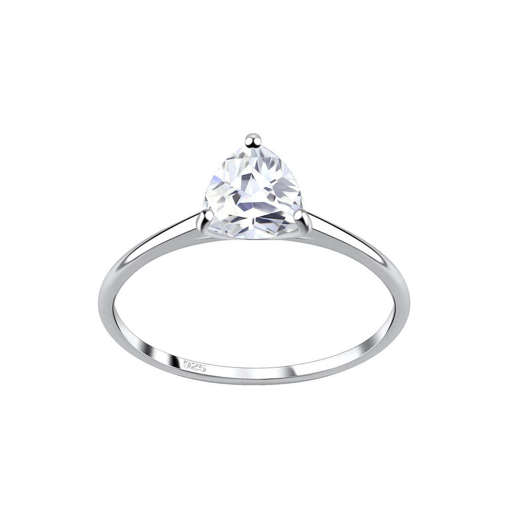 Sterling Silver 6mm Trillion Cubic Zirconia Silver Ring Melchior