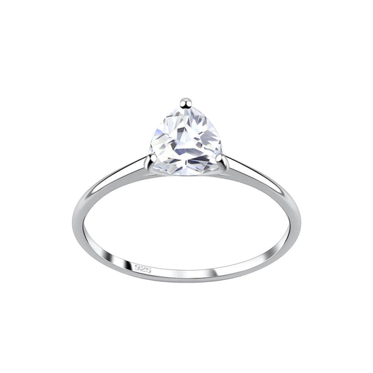 Sterling Silver 6mm Trillion Cubic Zirconia Silver Ring - Melchior Jewellery