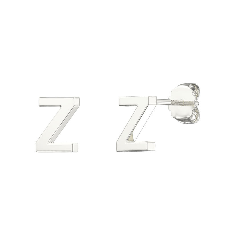 Sterling Silver Alphabet Letter Z Stud Earrings - Melchior Jewellery
