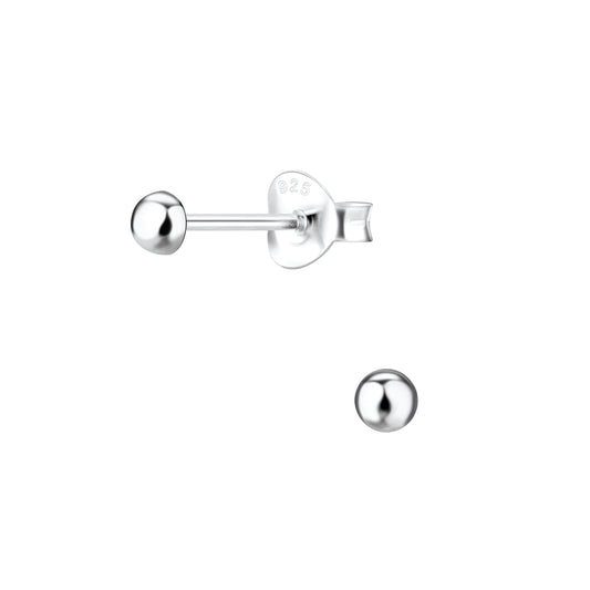 Sterling Silver 3mm Half Ball Stud Earrings - Melchior Jewellery