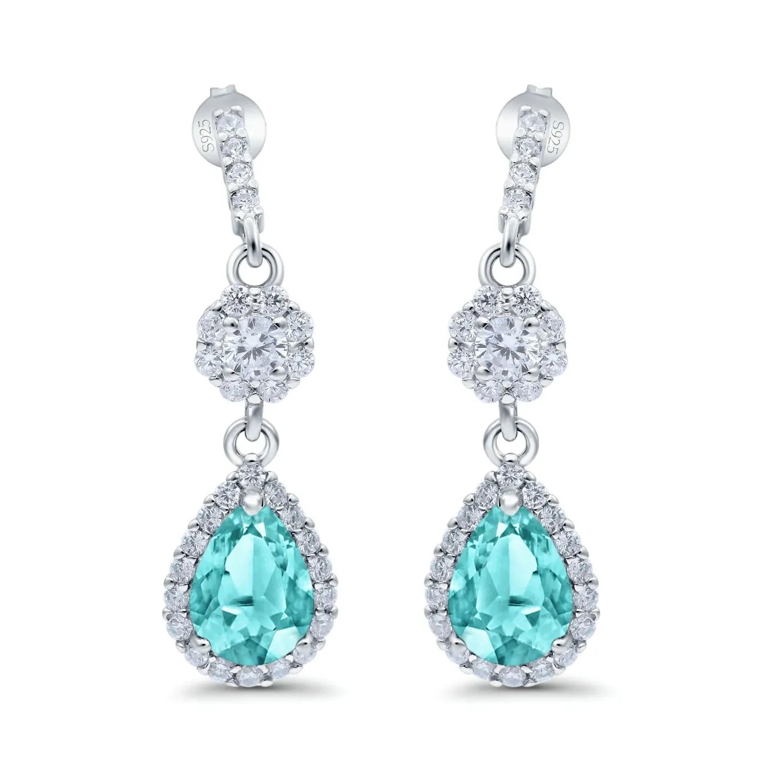 Melchior Jewellery turquoise teardrop earrings with sparkling silver and clear crystal accents