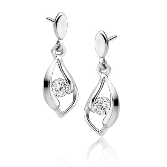 Melchior Jewellery elegant cubic zirconia dangle earrings in silver with a teardrop design