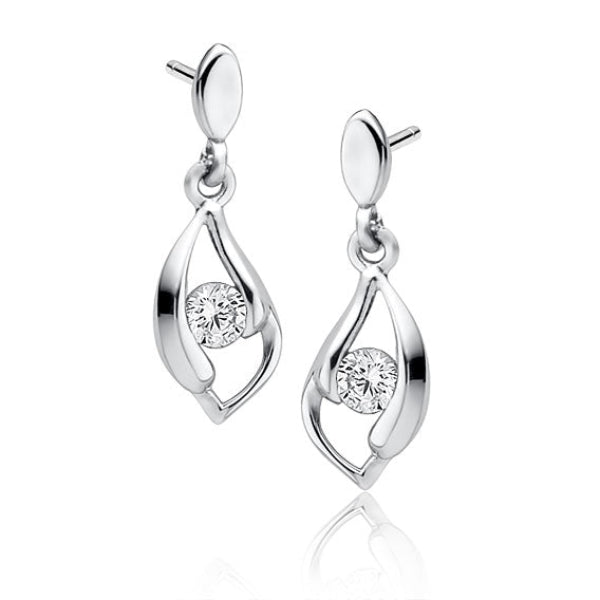 Melchior Jewellery elegant cubic zirconia dangle earrings in silver with a teardrop design