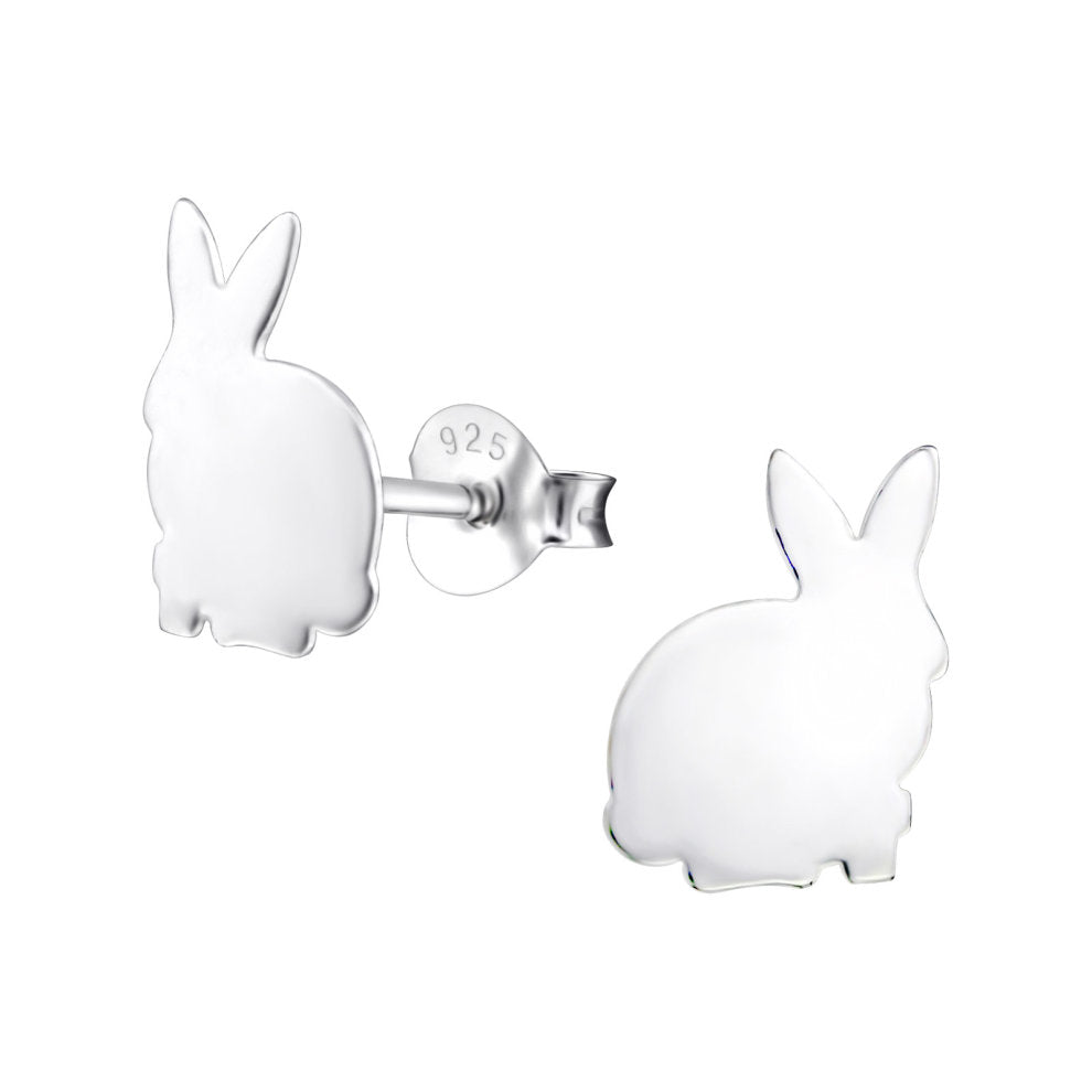Children's Sterling Silver Plain Rabbit Stud Earrings - Melchior Jewellery