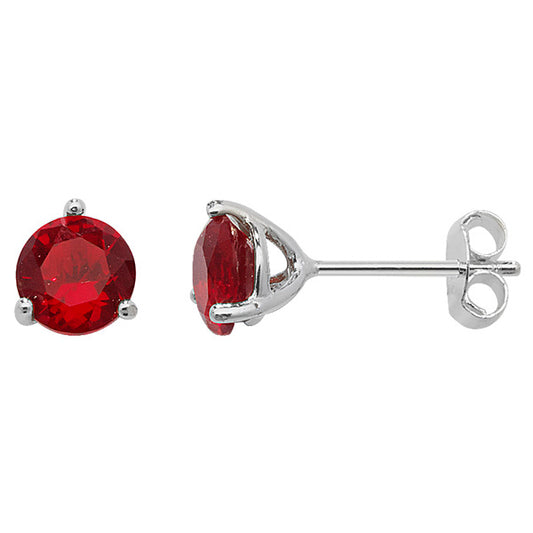 Sterling Silver 6mm CZ Garnet Stud Earrings January Birthstone - Melchior Jewellery