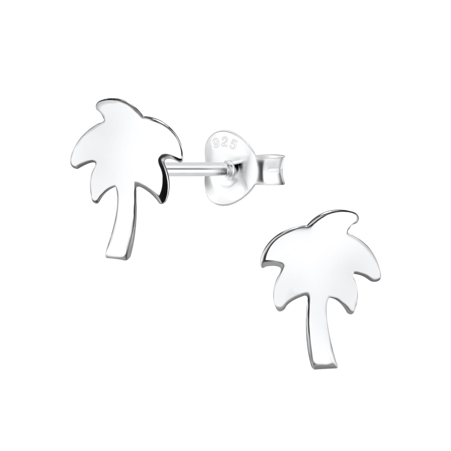 Melchior Jewellery kids hypoallergenic palm tree stud earrings in silver for children