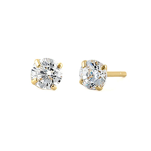 Melchior Jewellery 14k yellow gold CZ stud earrings with round clear cubic zirconia stones
