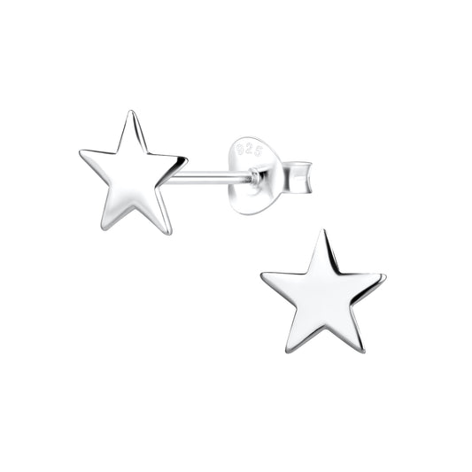 Melchior Jewellery 8mm silver star earrings for women with polished sterling silver finish