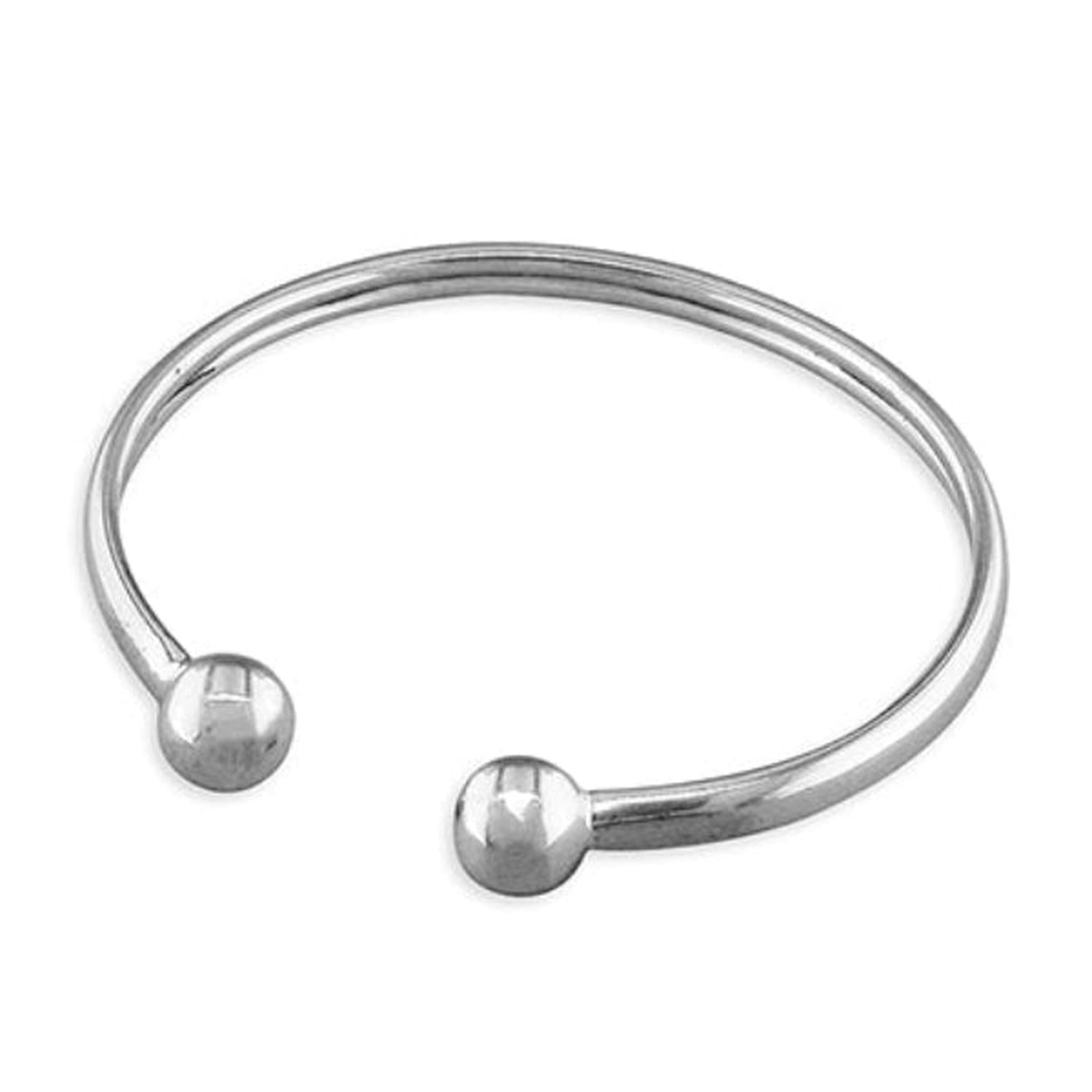 Melchior Jewellery 925 silver baby torque bracelet with smooth ball ends for children
