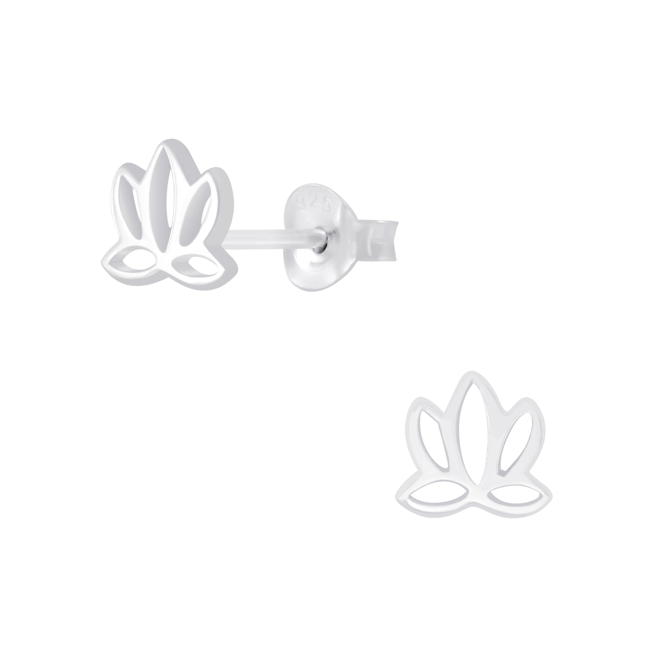 Melchior Jewellery 925 silver lotus stud earrings with delicate openwork lotus design for women