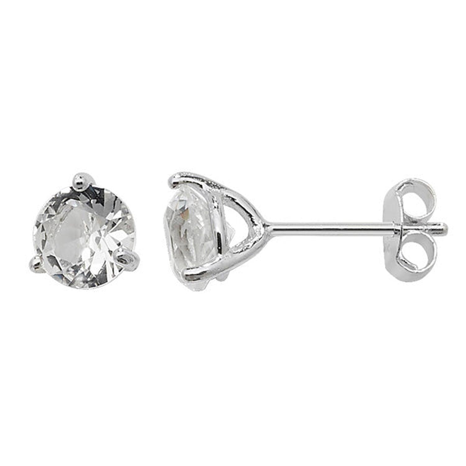 Melchior Jewellery April Birthstone earrings stud design with clear gemstone in silver setting