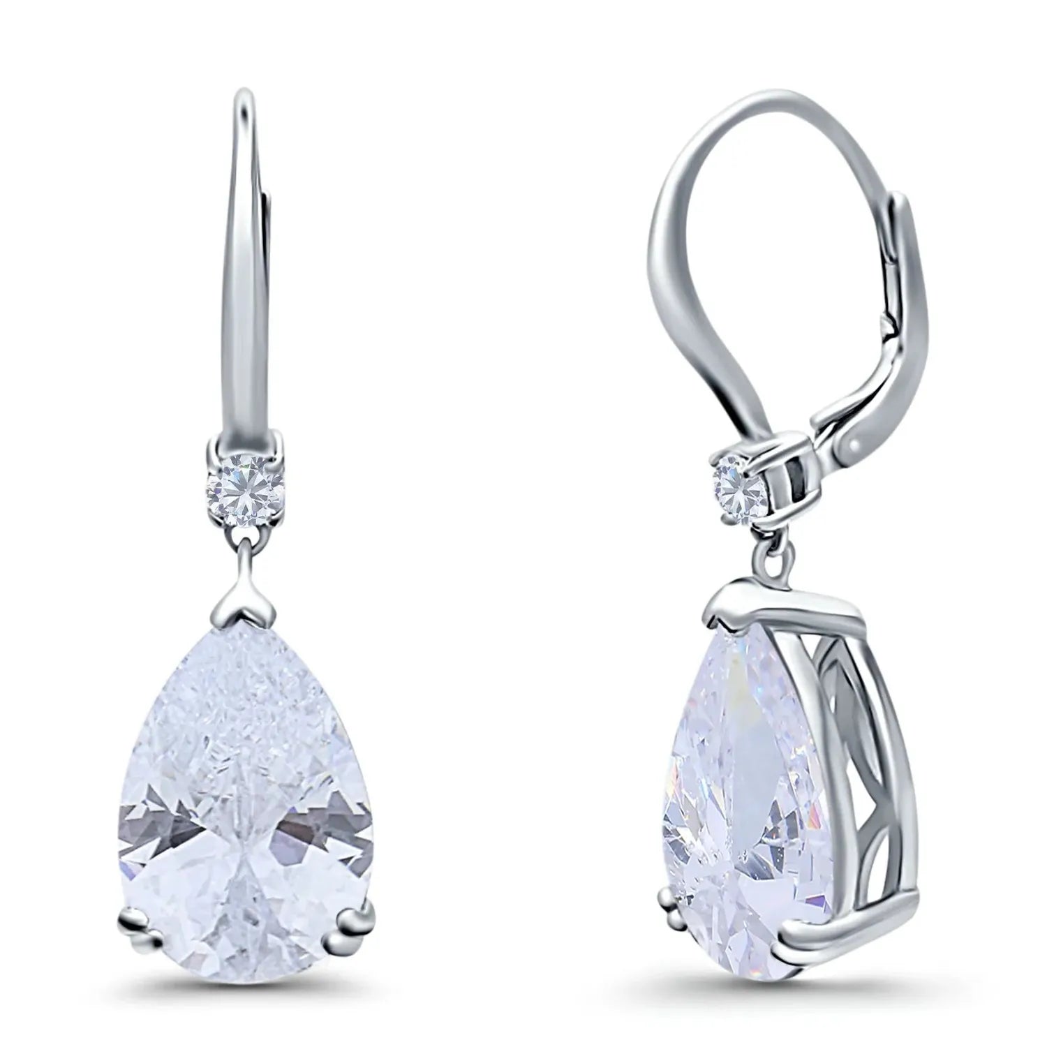 Melchior Jewellery April birthstone earrings sterling silver with pear-shaped clear stones and small round accents
