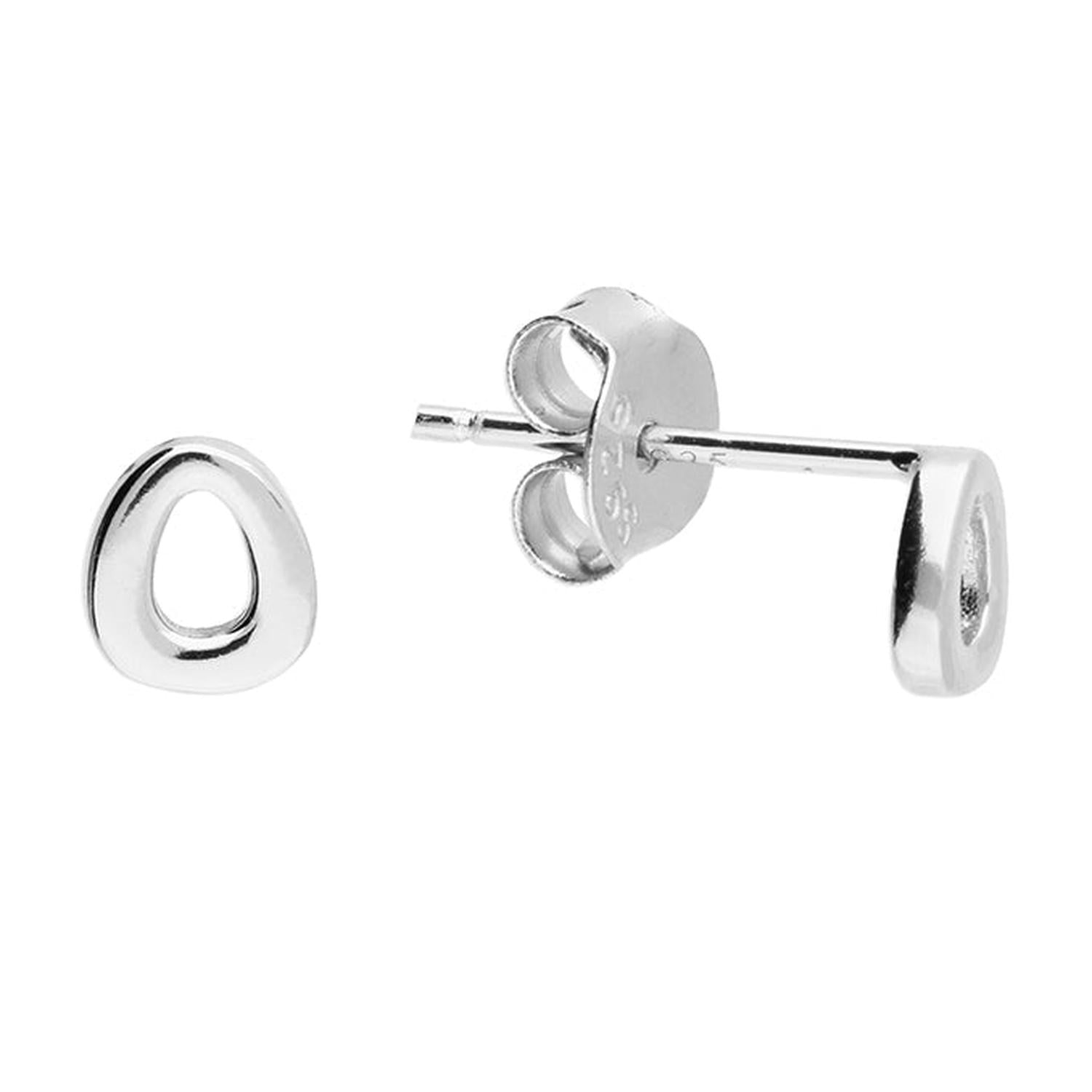 Melchior Jewellery Childrens Sterling Silver Alphabet Letter Stud Earrings shaped as silver letter O with polished finish