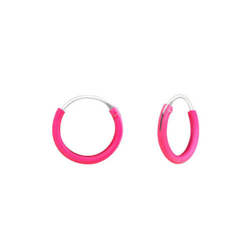 Melchior Jewellery pink enamel kids hoops with sterling silver details children's sterling silver hoop earrings toddlers