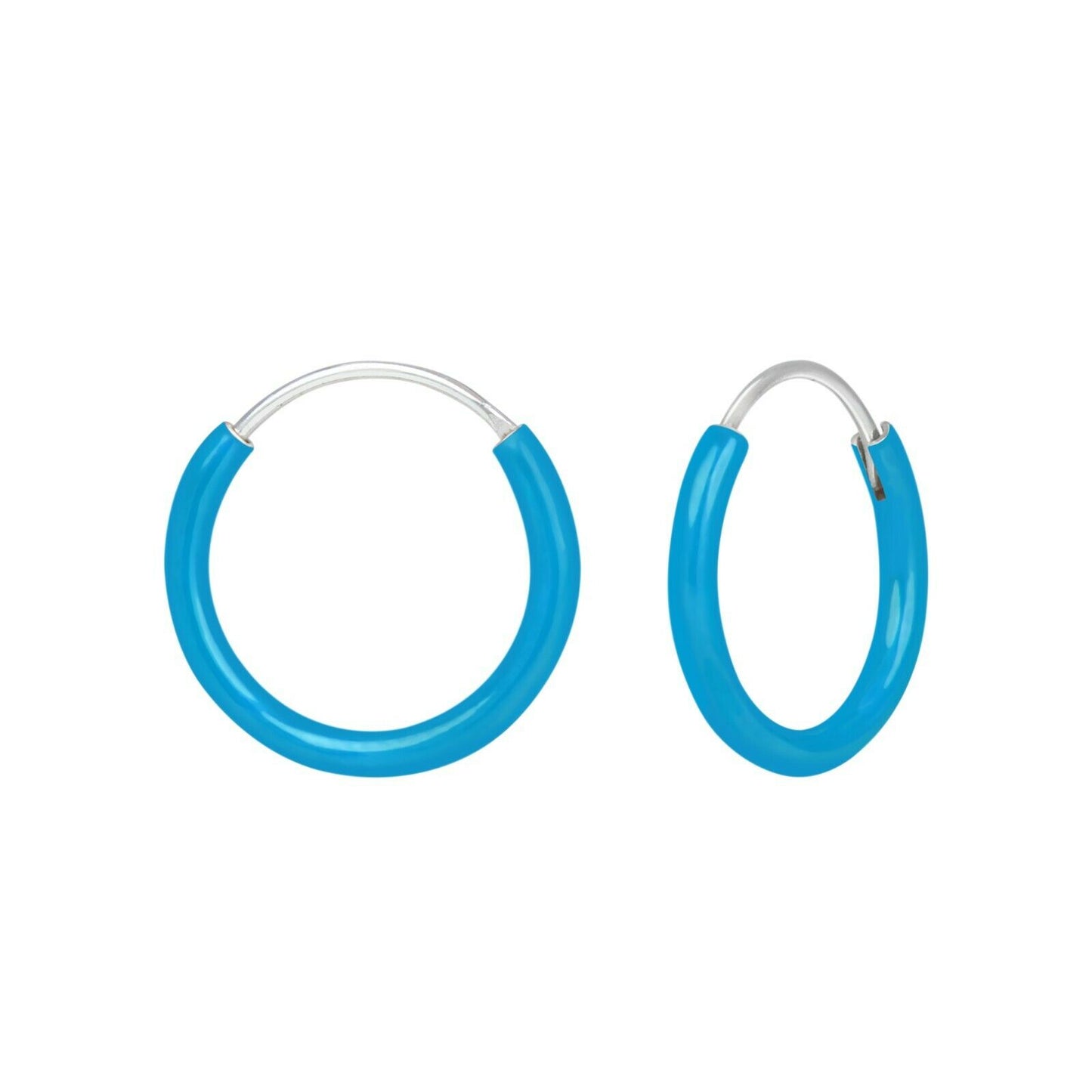 Melchior Jewellery turquoise children's sterling silver hoop earrings with secure hinged silver clasp