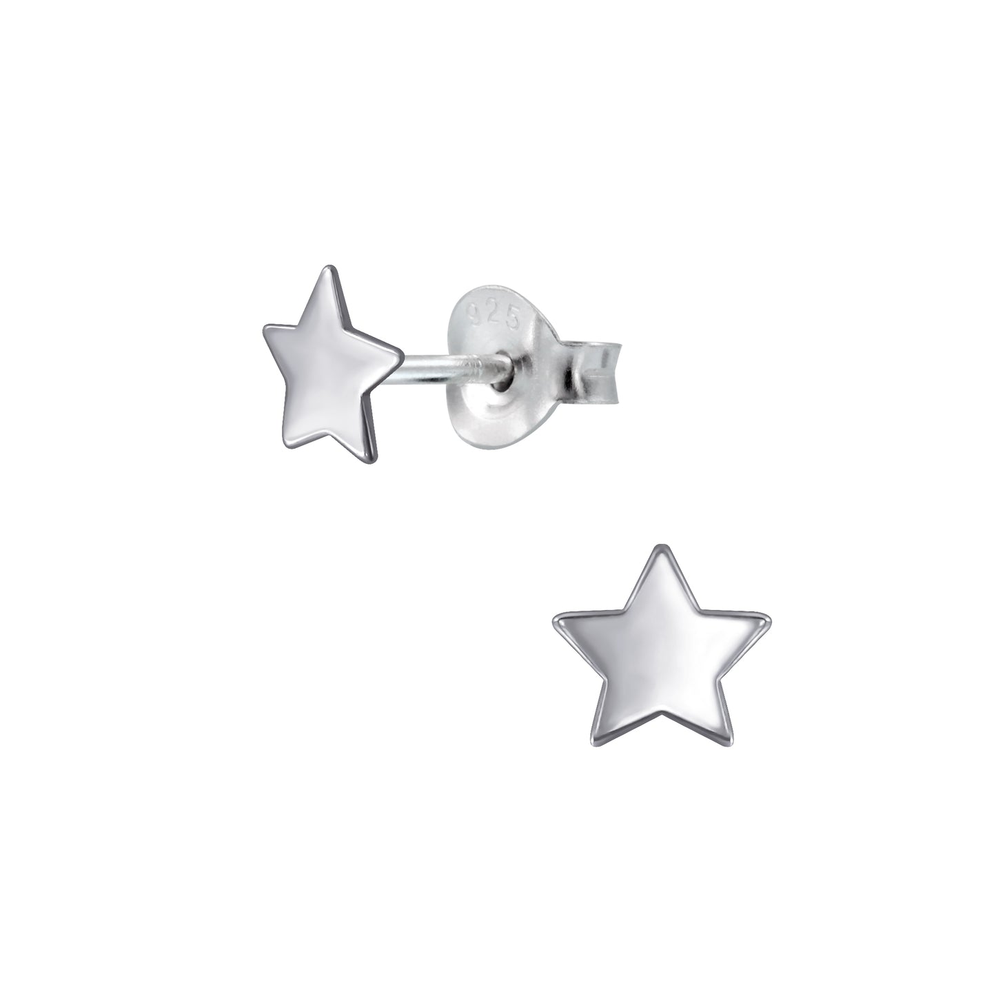Melchior Jewellery children's sterling silver star earrings small polished star stud pair on white background