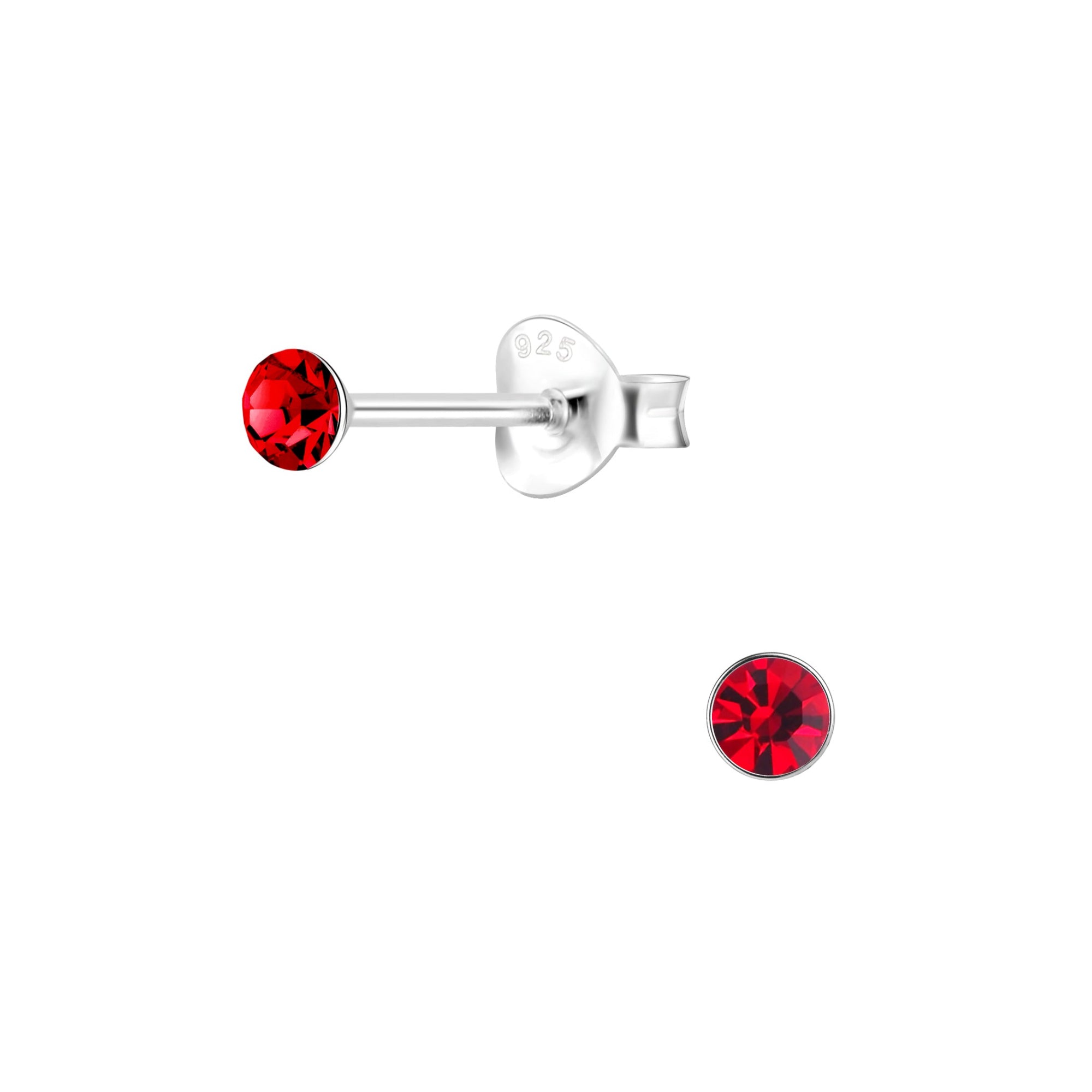 Melchior Jewellery children sterling silver studs with red crystals coloured crystal stud earrings for women