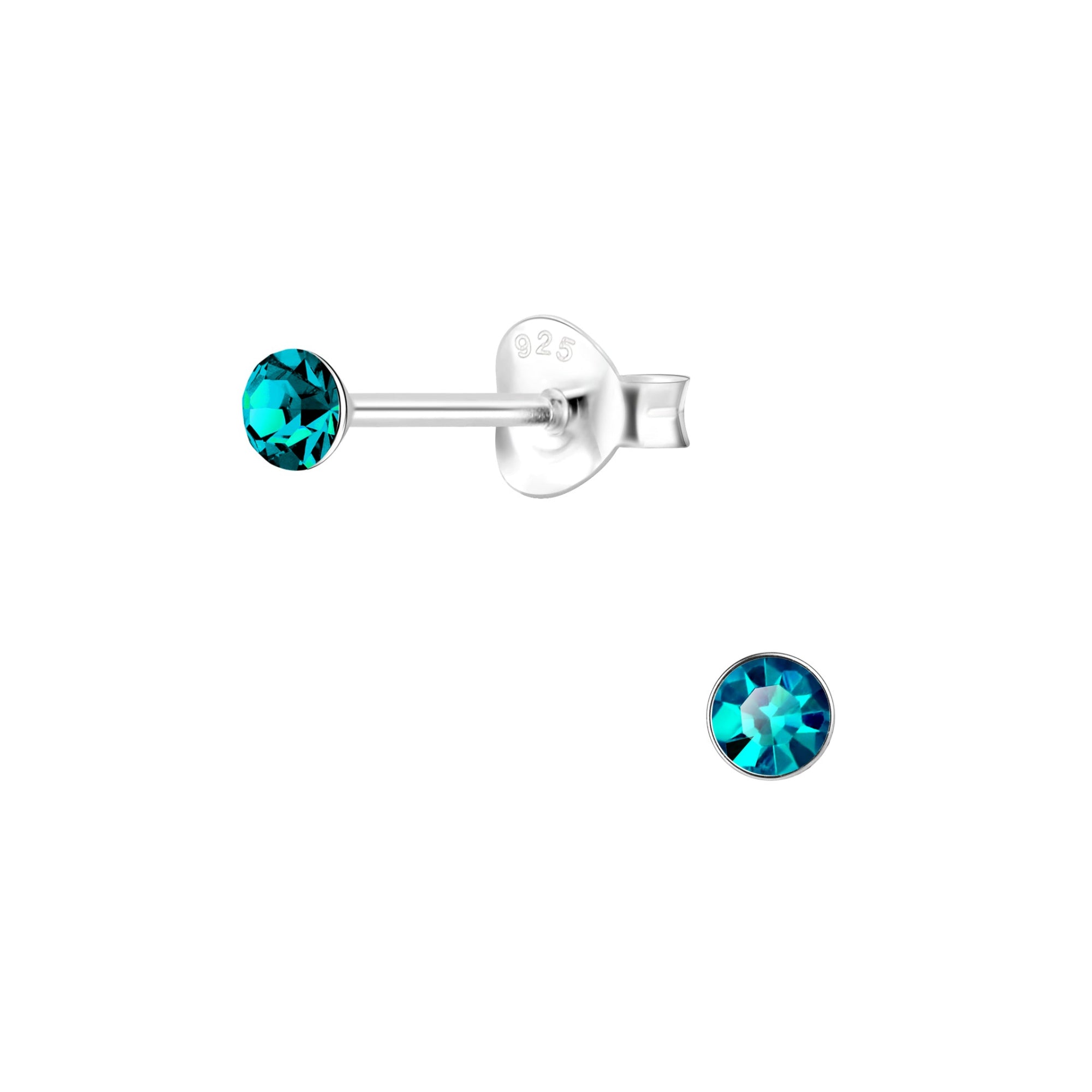 Melchior Jewellery childrens teal crystal 925 silver posts coloured crystal stud earrings for women