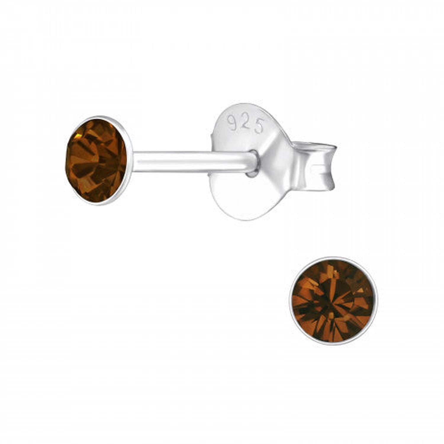 Melchior Jewellery sterling silver childrens studs with brown crystals coloured crystal stud earrings for women