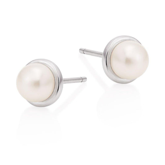 Melchior Jewellery cultured pearl stud earrings with silver setting for elegant womens accessories