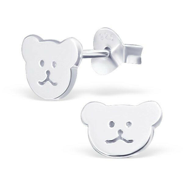 Melchior Jewellery cute animal stud earrings for kids in silver bear face design