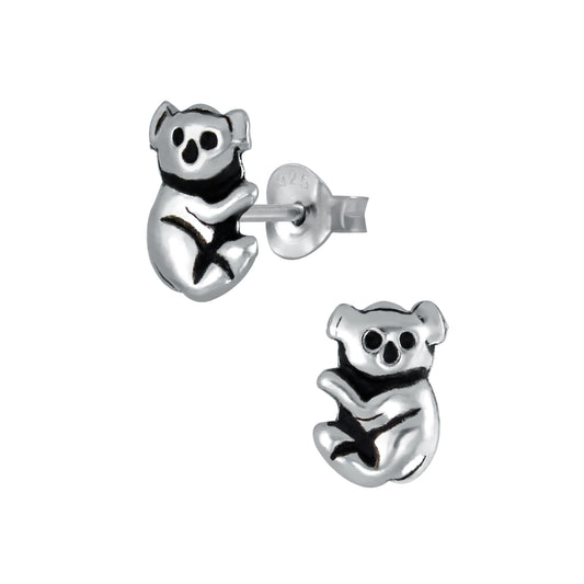 Melchior Jewellery cute koala earrings for girls in silver-tone childrens stud earrings