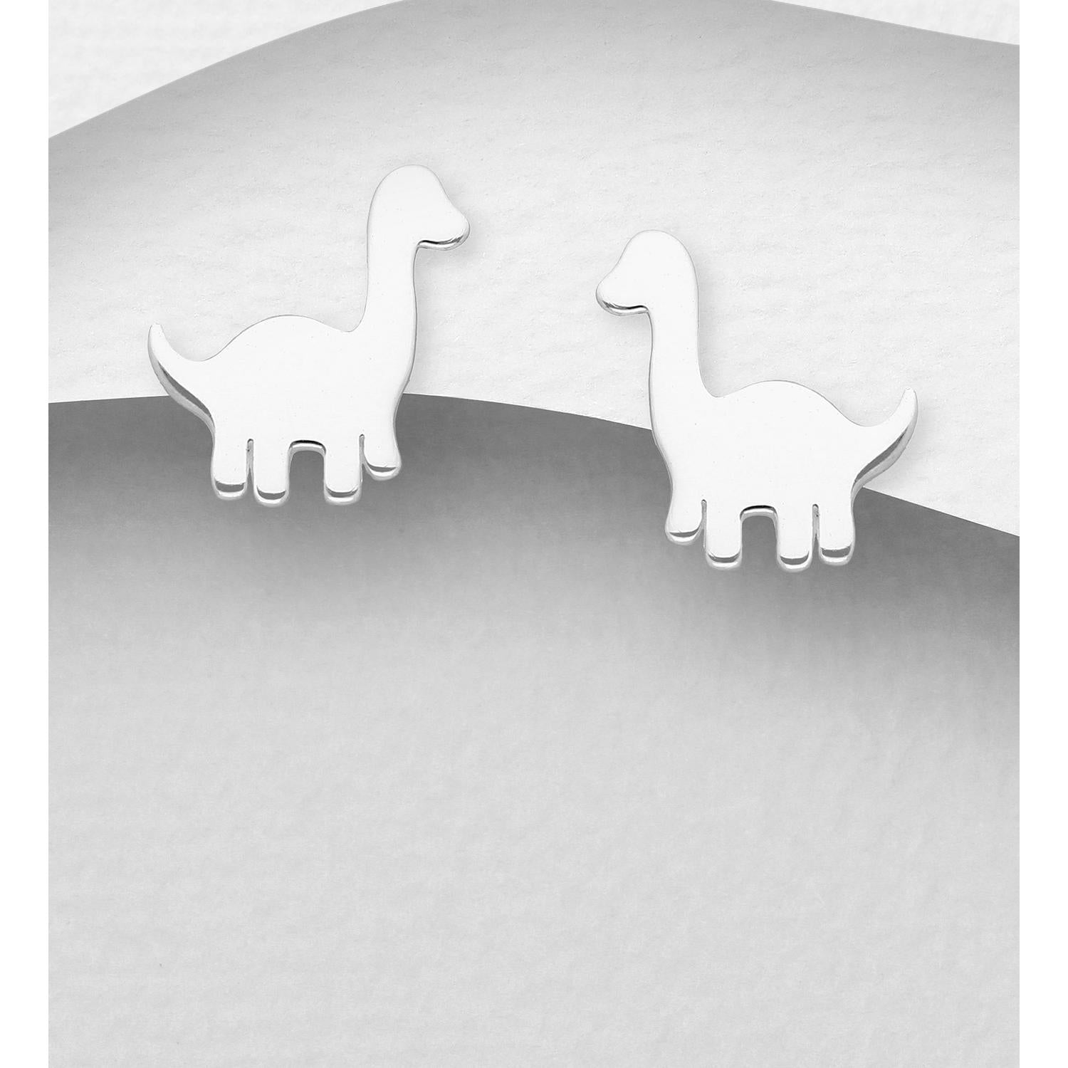 Melchior Jewellery silver diplodocus earrings for kids shaped like friendly dinosaurs