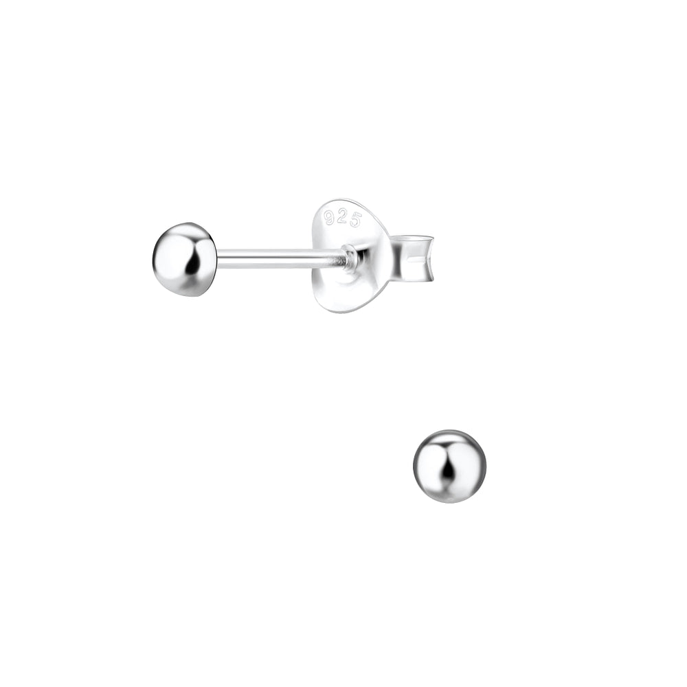 Melchior Jewellery half ball stud earrings sterling silver with polished finish and secure backs