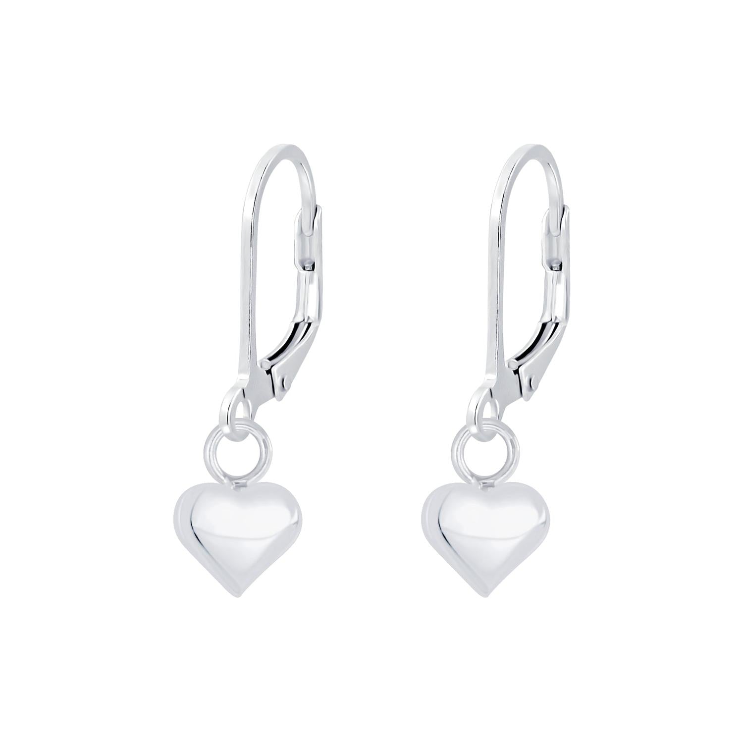 Melchior Jewellery silver Heart Leverback Earrings with polished heart-shaped charms and secure leverback clasps