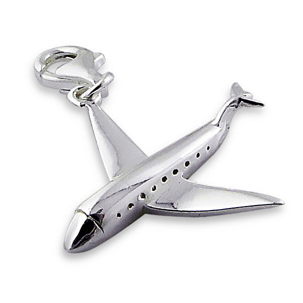 Melchior Jewellery sterling silver aeroplane charm clip on travel pendant with lobster clasp