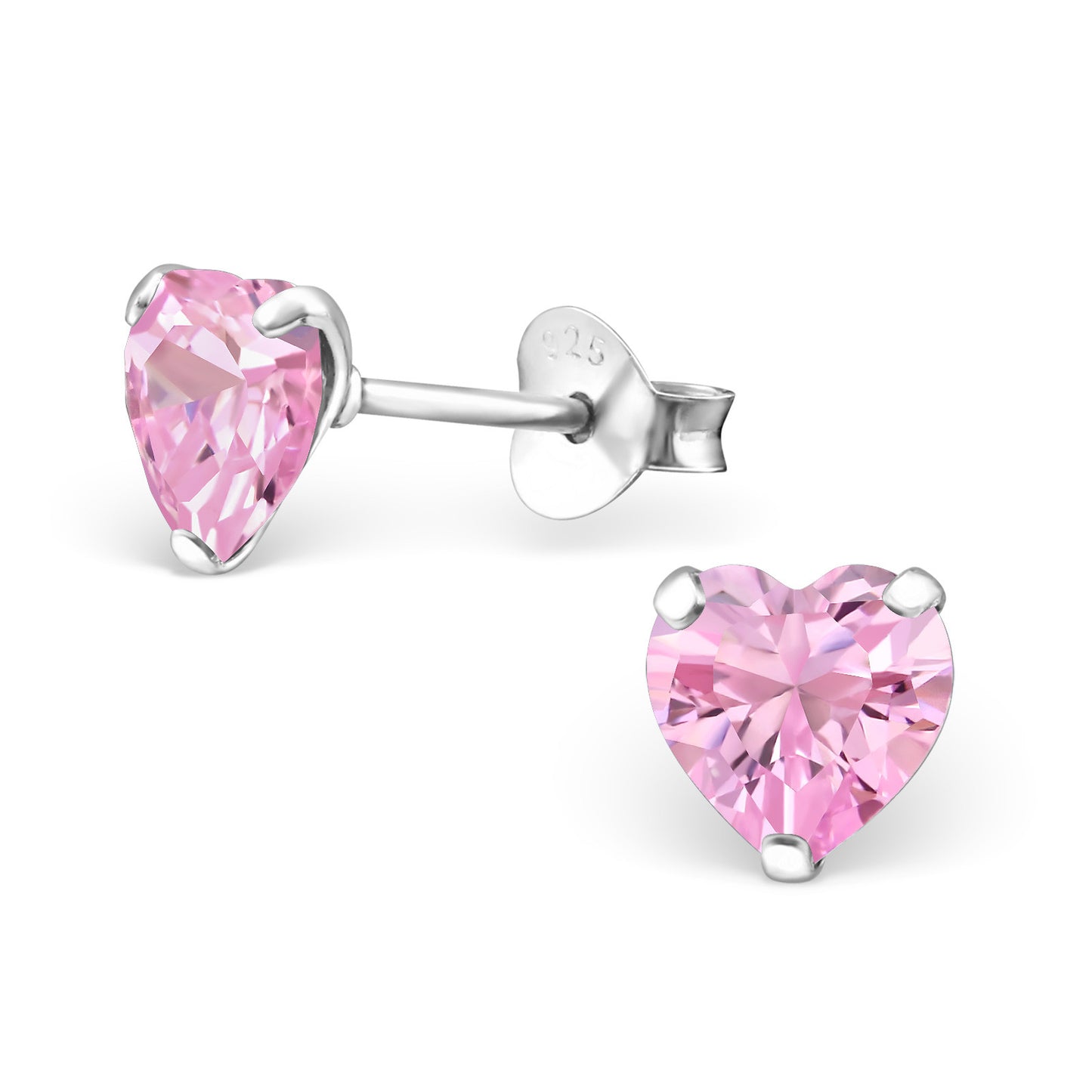 Melchior Jewellery sterling silver birthstone heart earrings pink heart stud pair 925 posts