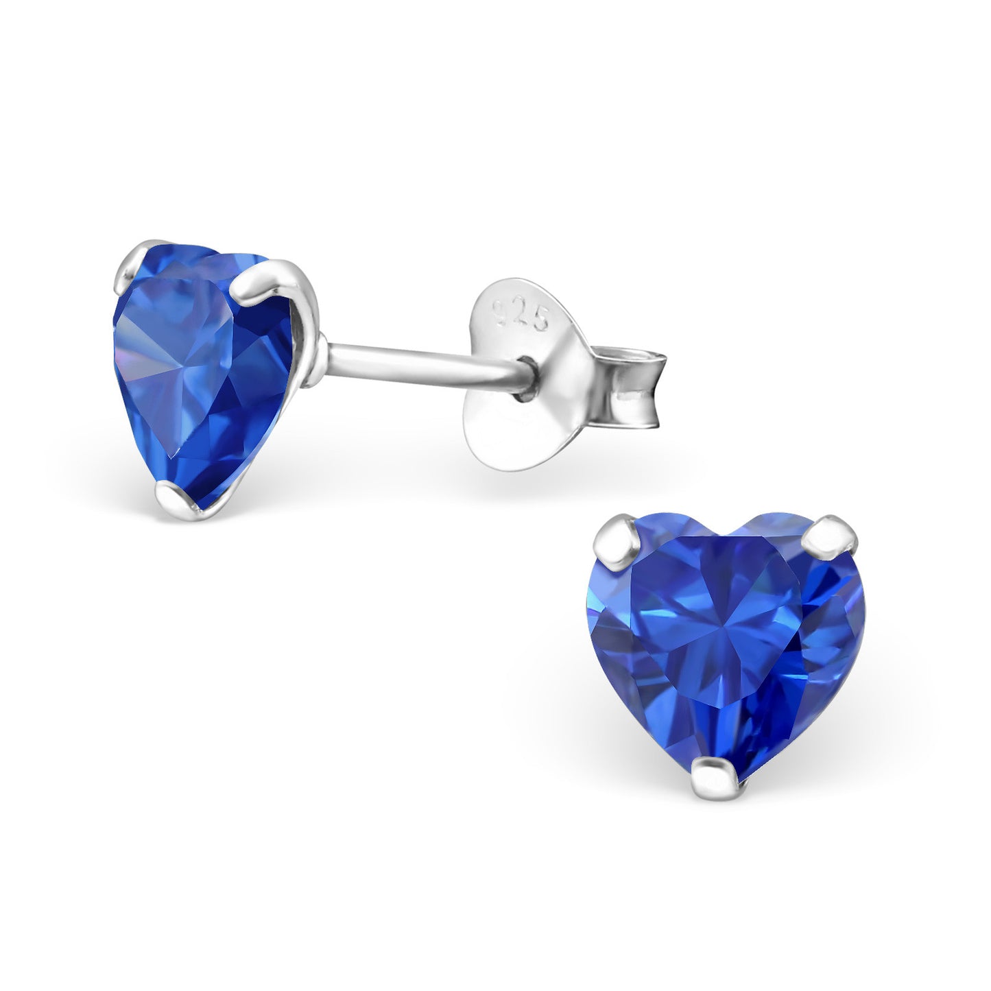 Melchior Jewellery sterling silver birthstone heart earrings blue heart stud with 925 post and butterfly back