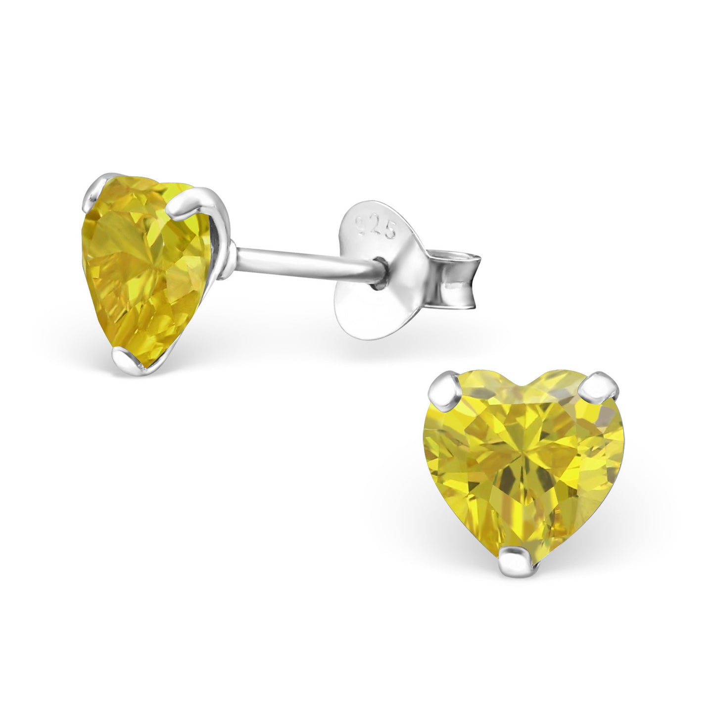 Melchior Jewellery sterling silver birthstone heart earrings with yellow heart gemstone studs for women
