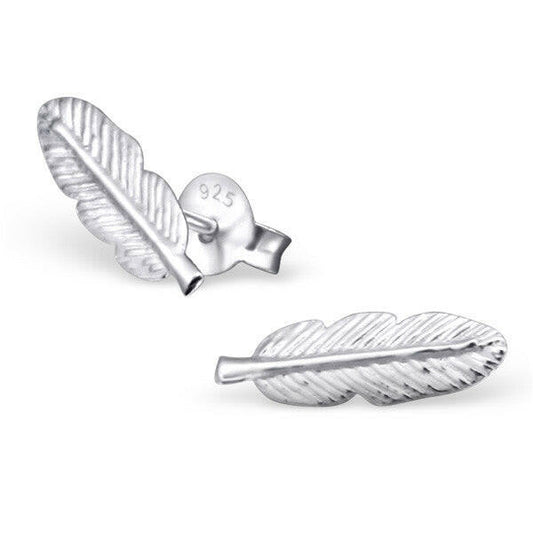 Melchior Jewellery sterling silver feather stud earrings delicate detailed feather studs for everyday wear