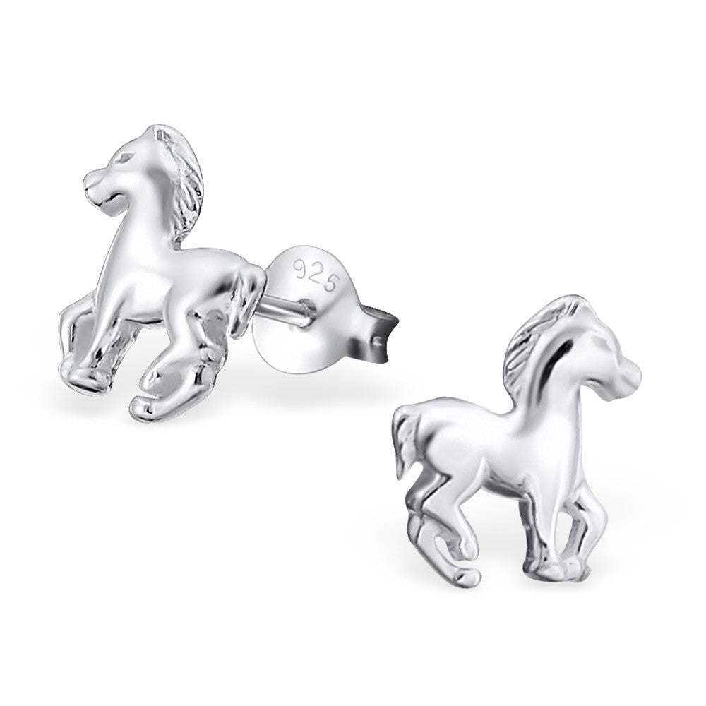 Melchior Jewellery sterling silver horse stud earrings polished horse design 925 stamp delicate studs for women