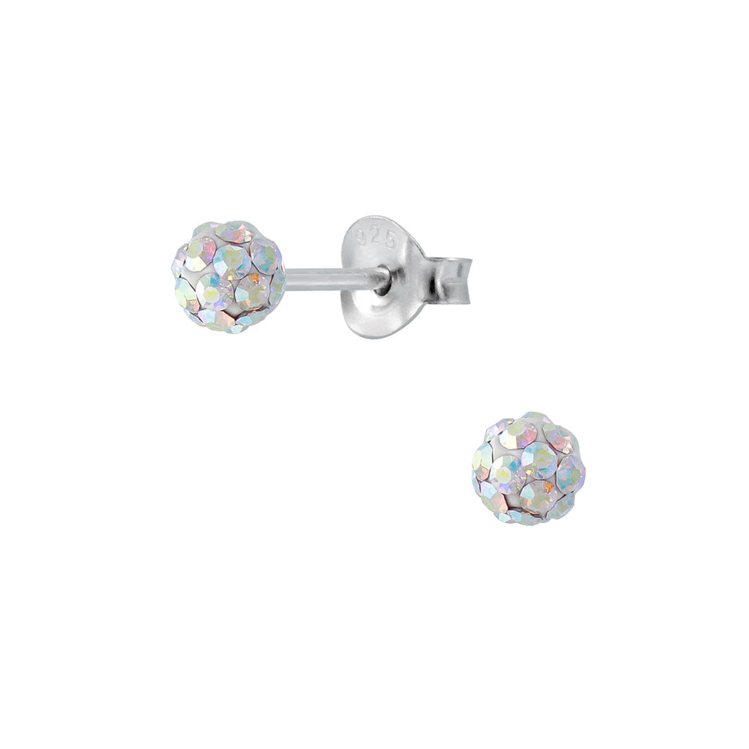 Melchior Jewellery kids AB crystal stud earrings with sparkling AB crystals and silver studs for children