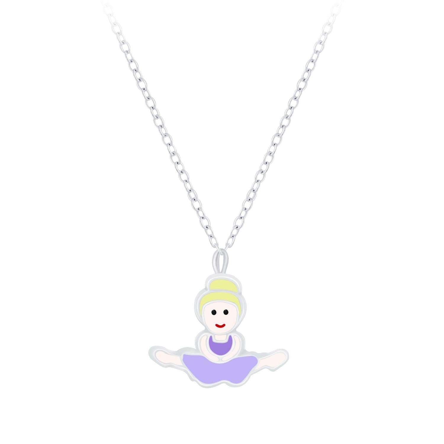 Melchior Jewellery kids ballet dancer pendant necklace with silver chain and colourful ballerina charm
