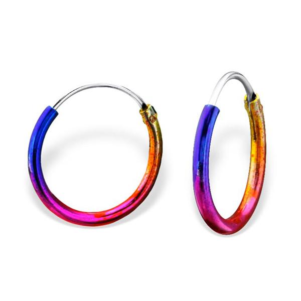 Melchior Jewellery kids hypoallergenic silver earrings with vibrant multicolour hoop design for children