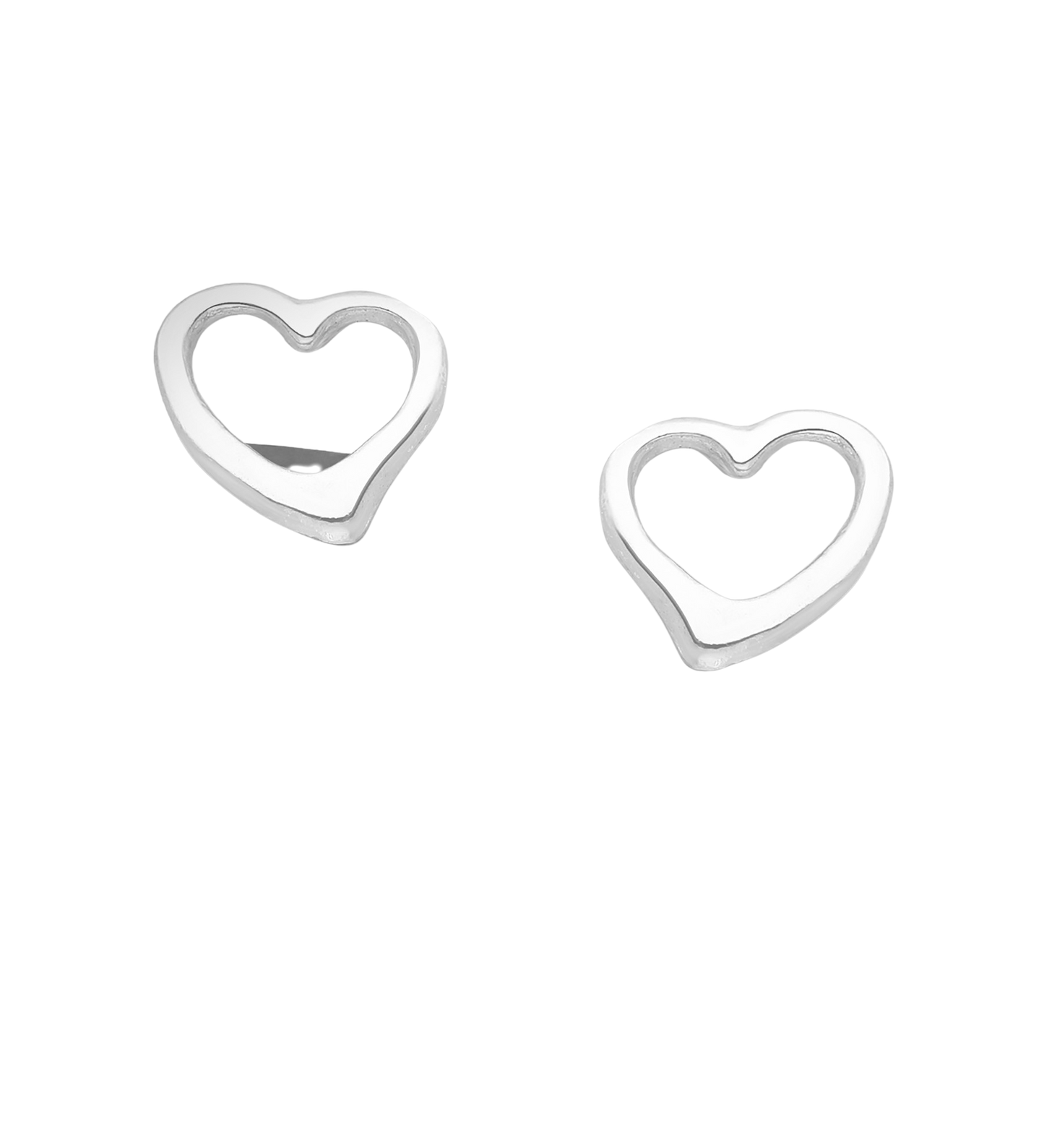 Melchior Jewellery kids open heart stud earrings in silver for children with a simple heart outline design