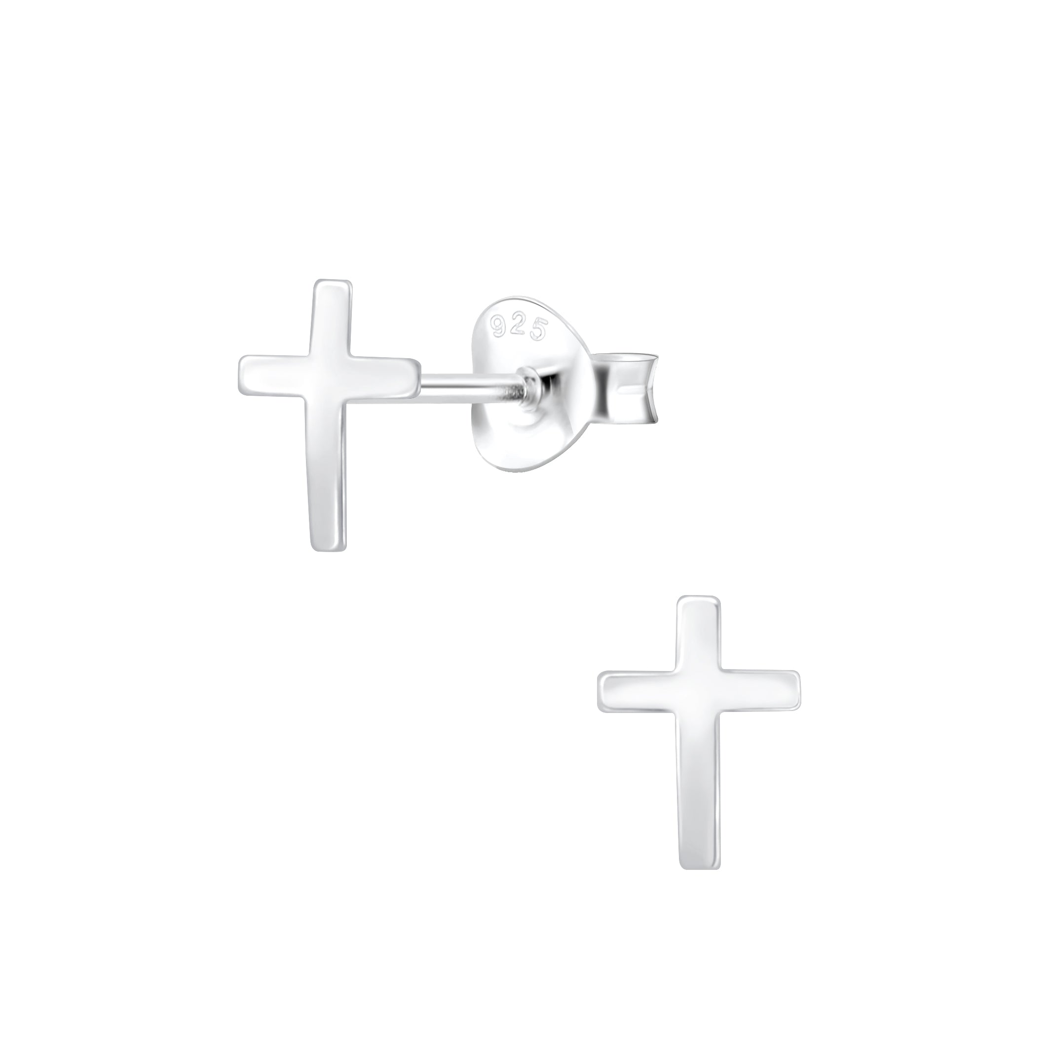 Melchior Jewellery kids silver cross stud earrings with smooth finish for children