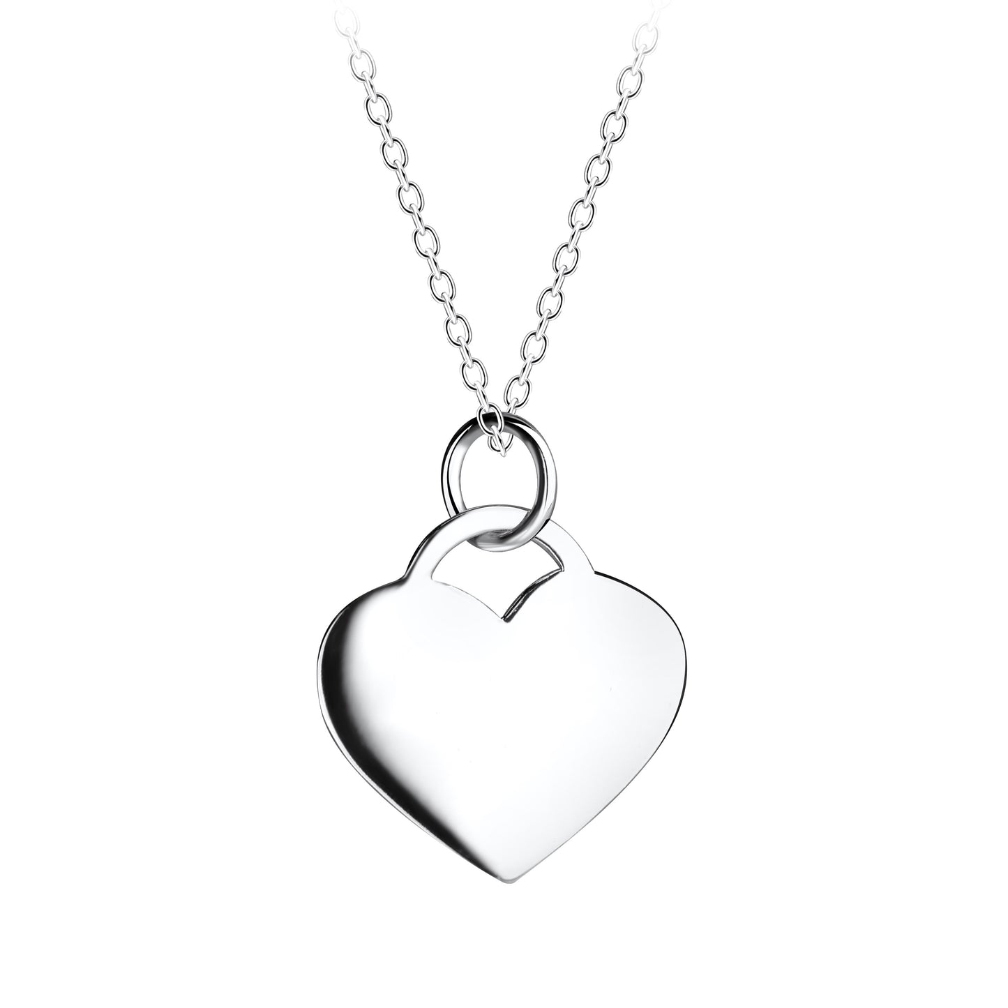 Melchior Jewellery plain flat heart necklace for woman in polished silver on a delicate chain