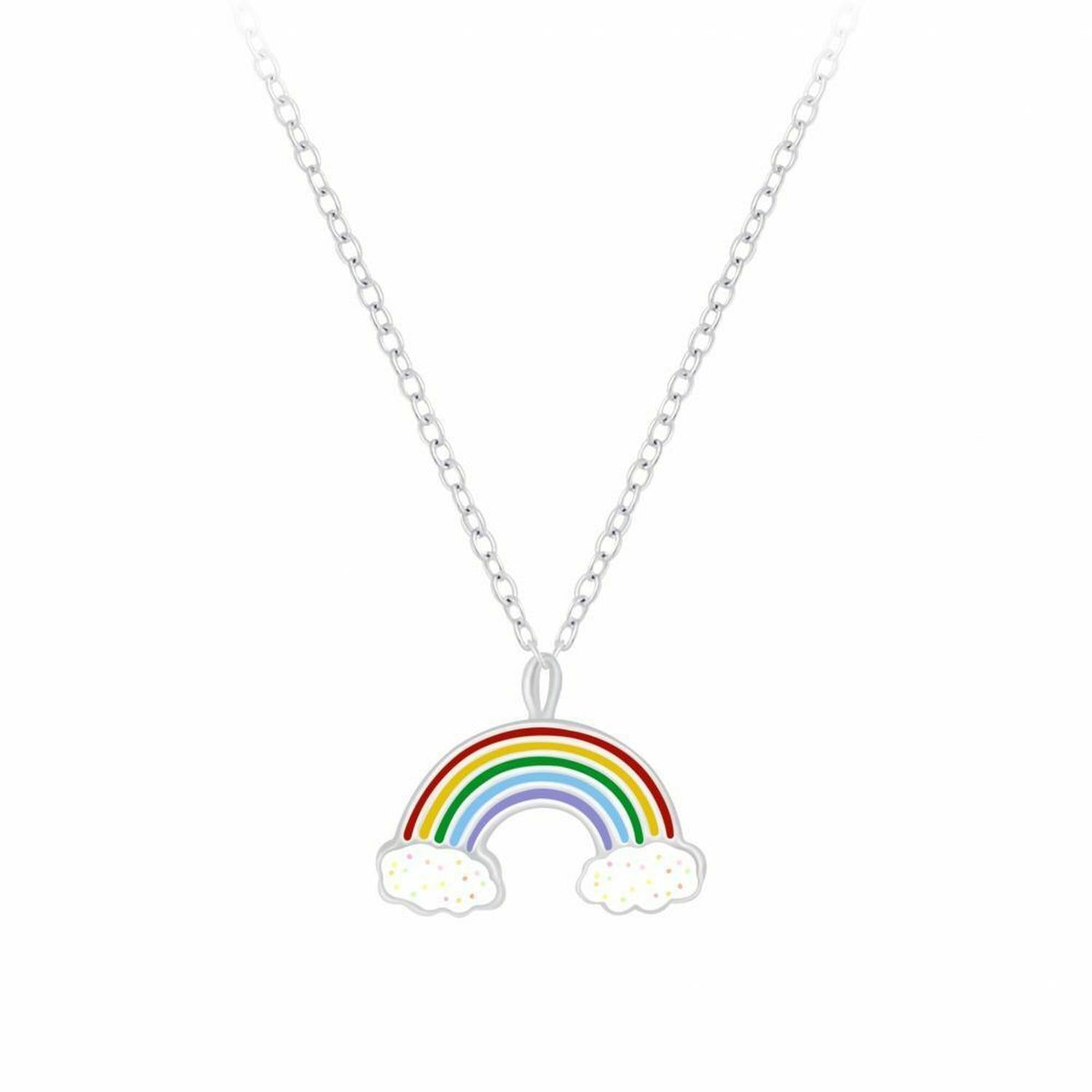 Melchior Jewellery childrens rainbow pendant necklace for kids with colourful enamel design