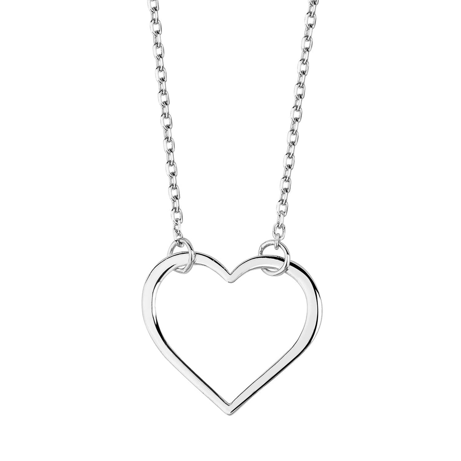 Melchior Jewellery womens rhodium plated heart pendant necklace with open heart design
