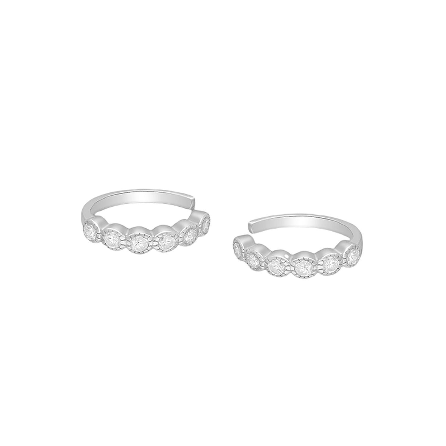 Delicate silver cubic zirconia ear cuffs by Melchior Jewellery featuring sparkling clear stones in a polished silver setting
