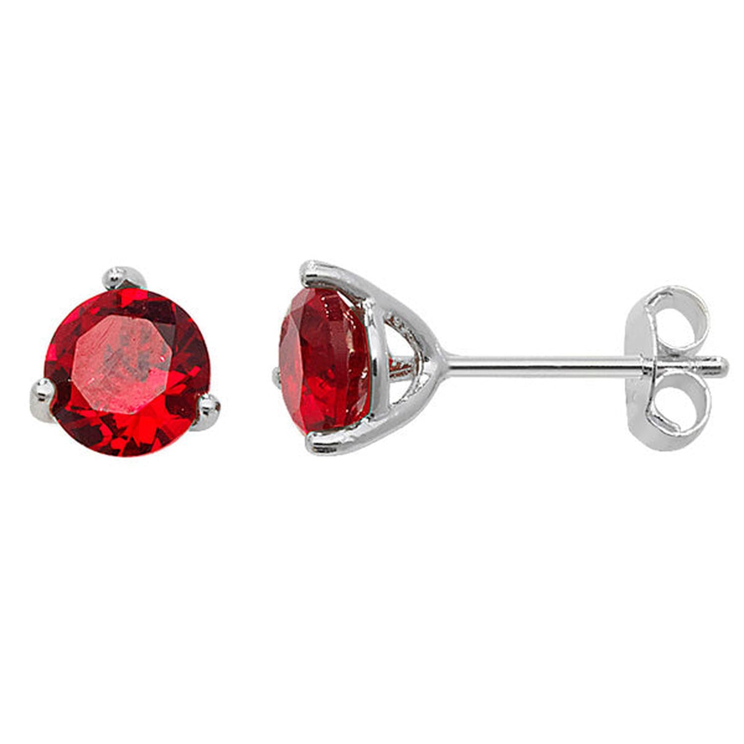 Melchior Jewellery silver July birthstone stud earrings with round red gemstones in silver setting
