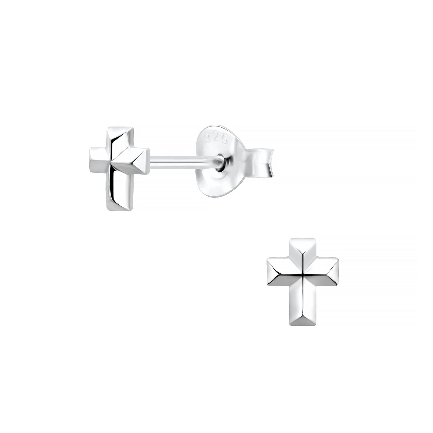 Melchior Jewellery silver stud earrings for children shaped as small polished crosses